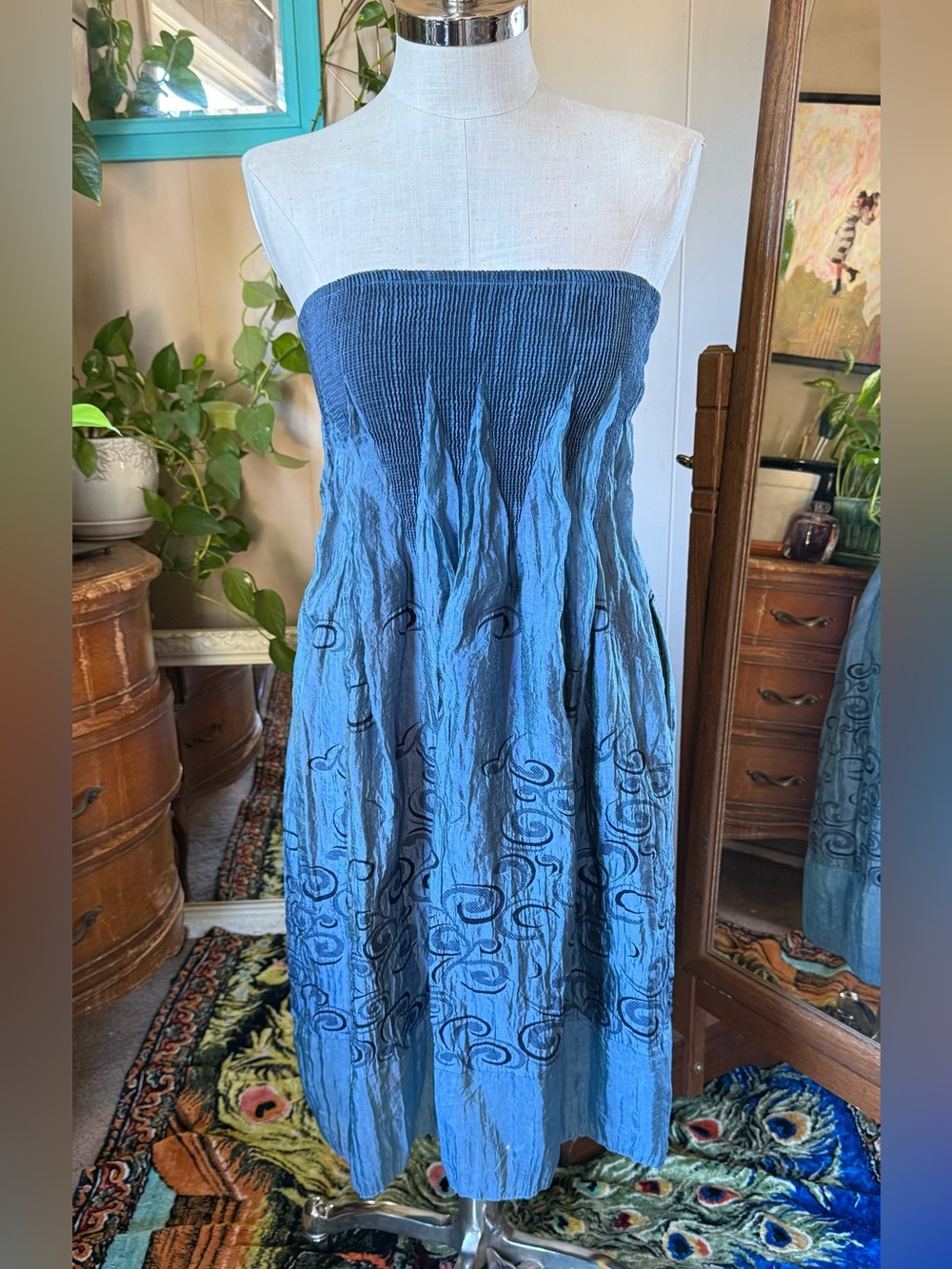 Lapis Blue Strapless Dress One Size